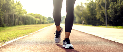 woman walking on a track